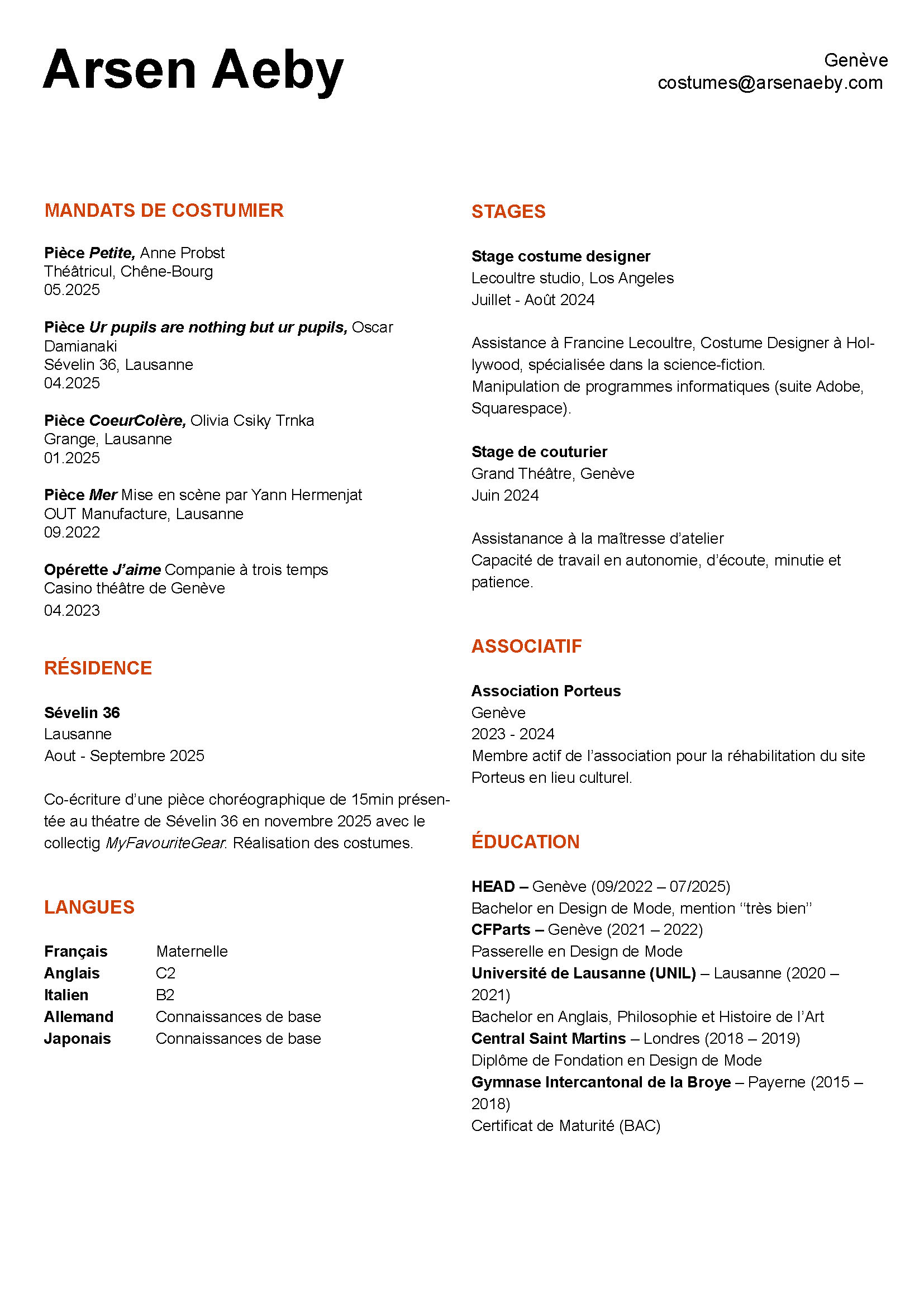 Curriculum Vitae (télécharger PDF)